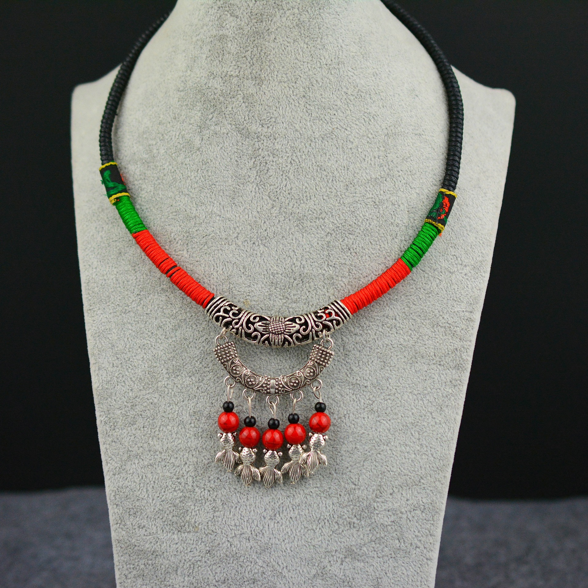 经典民族风苗银项链 百搭时尚苗银项圈项链 表演服饰配饰品批发