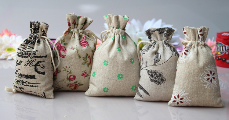 18cm*25cm棉麻束口袋 高品质礼品包装袋 麻布袋 可定制印logo