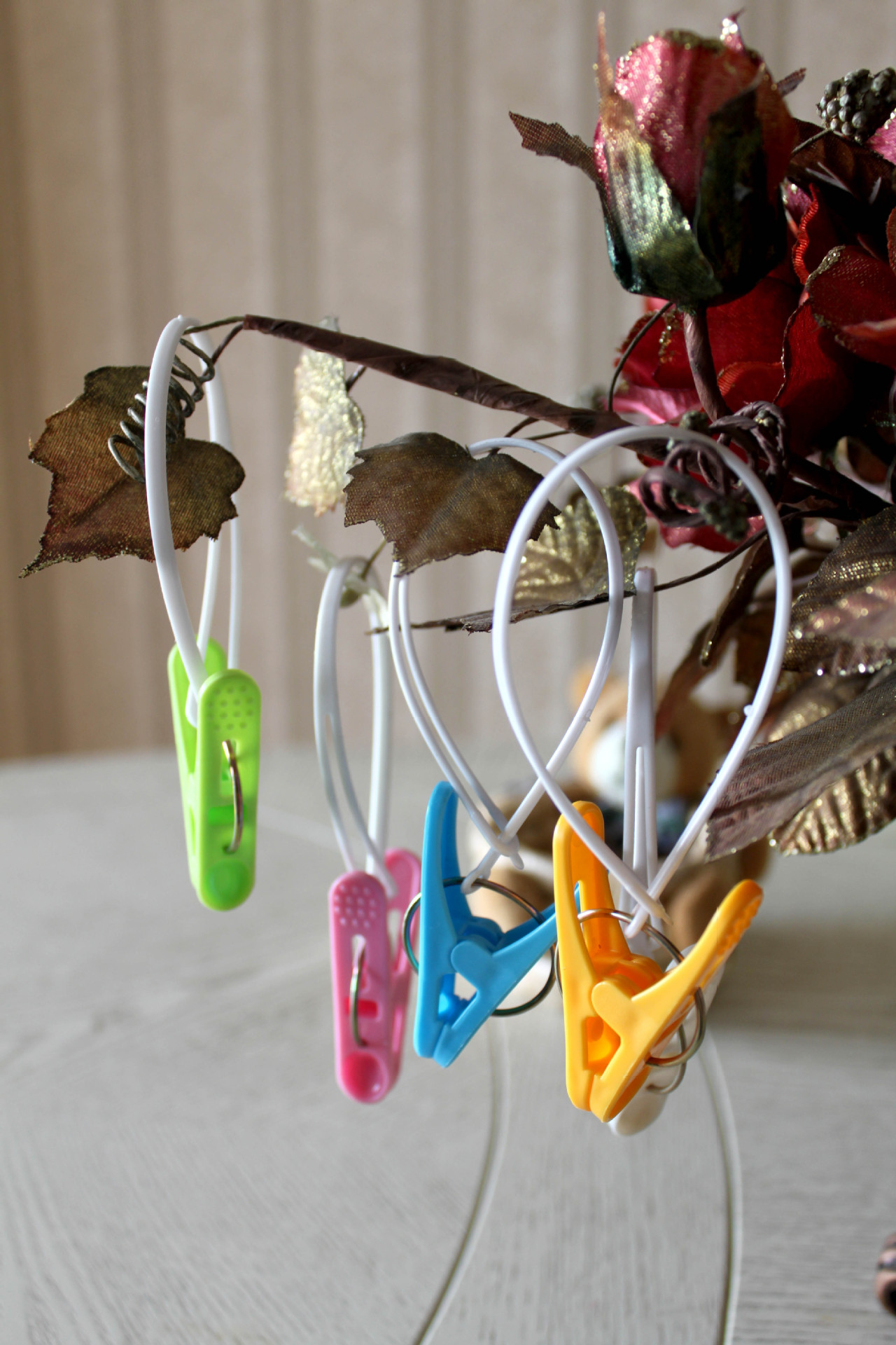 迷你创意15只装糖果色出口外贸日式带绳夹子批发塑料晾晒夹子5108