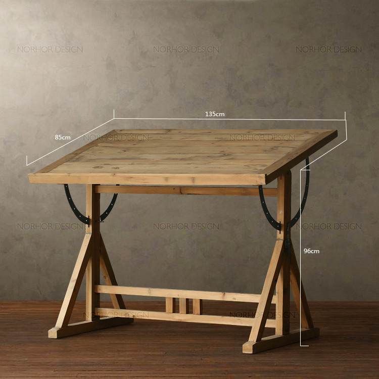 铁艺做旧美式乡村风格法国复古绘画桌loft工作台实木儿童