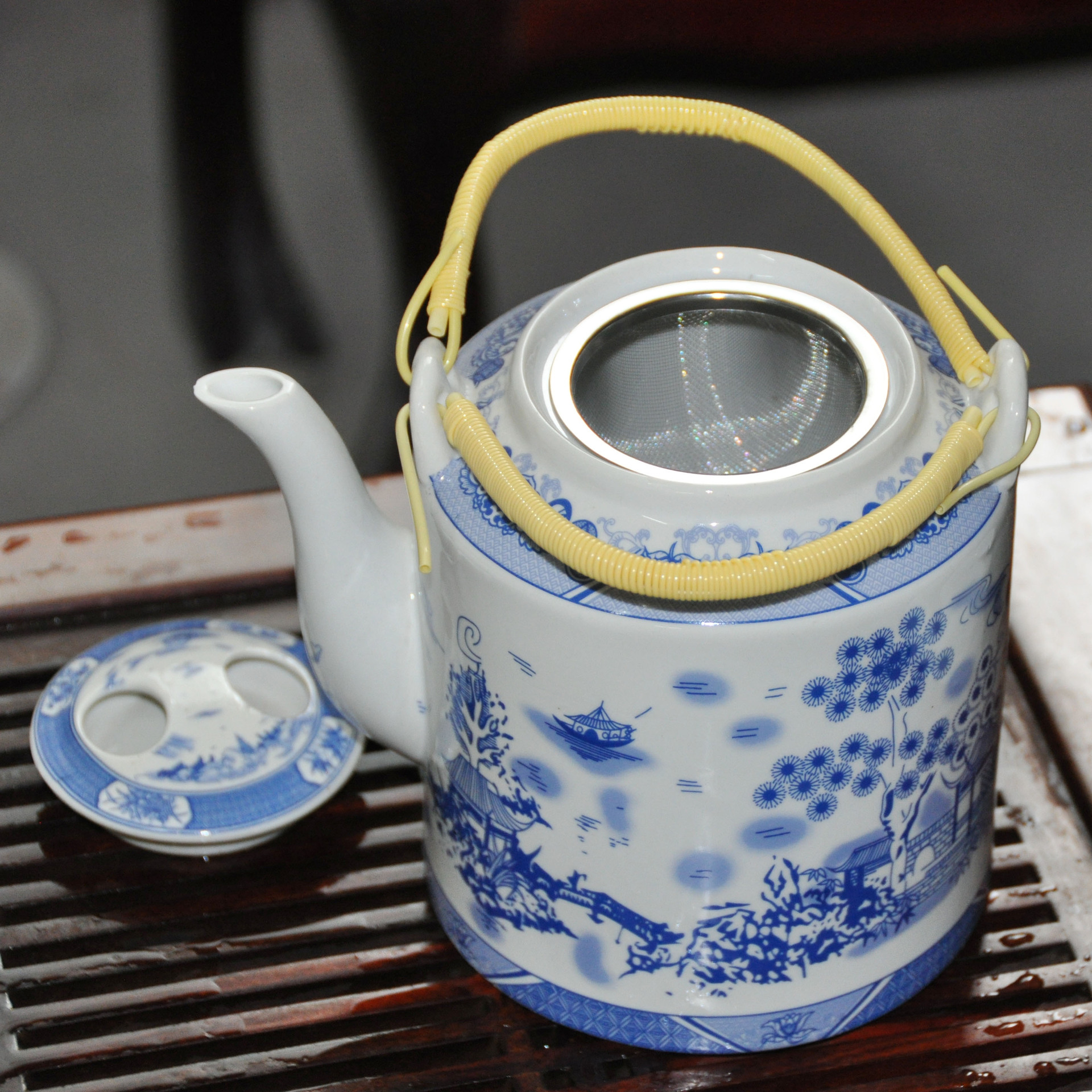 陶瓷茶具50头桥梁壶茶壶大容量凉水壶提梁壶可过滤茶具套装单壶