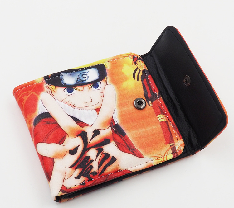 火影忍者鸣人彩图搭扣翻盖卡通动漫皮夹钱包钱夹