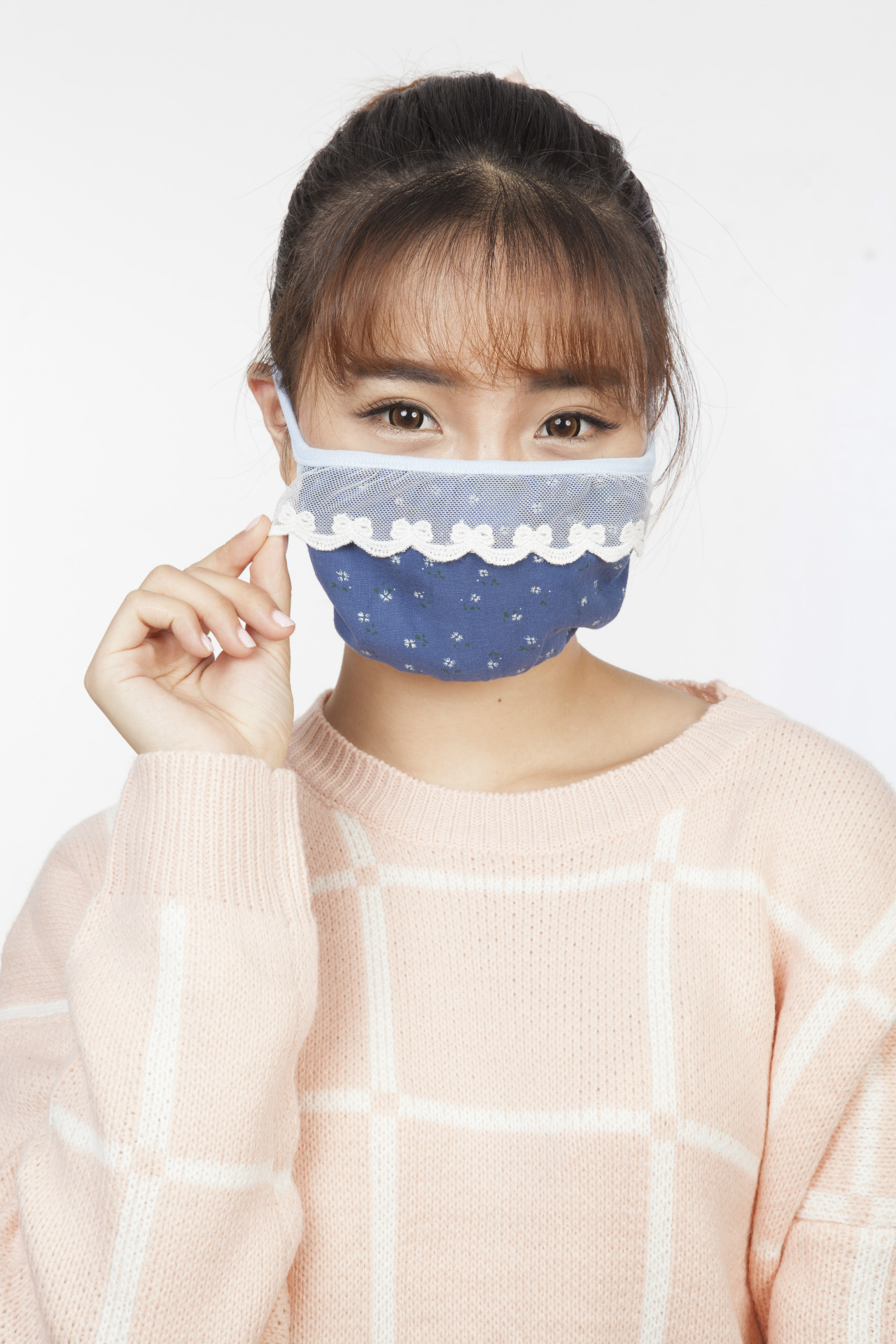 2015新款小狮子瑞恩女士蕾丝小花口罩 棉麻挂耳式口罩[k-5880]