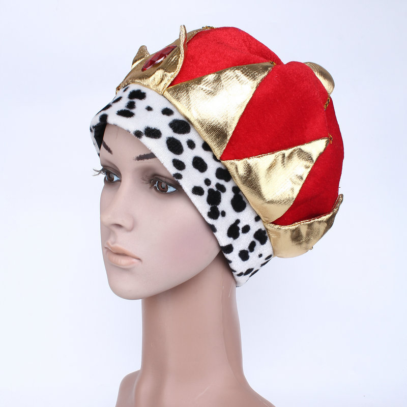 万圣节儿童装扮国王皇冠帽子王子头饰红色蓝色皇帝头冠生日聚会