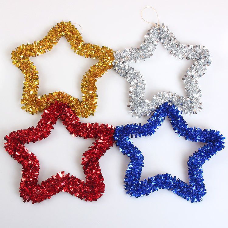 【彩条五角星】金银红蓝色混装,圣诞节酒吧