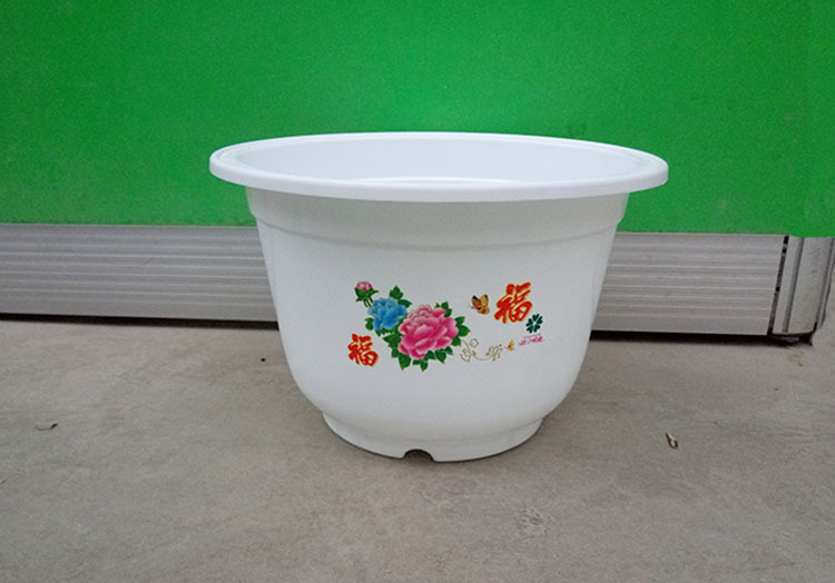 花之依恋a320型塑料花盆批发 白色红花蓝花 牡丹花盆 大号花盆