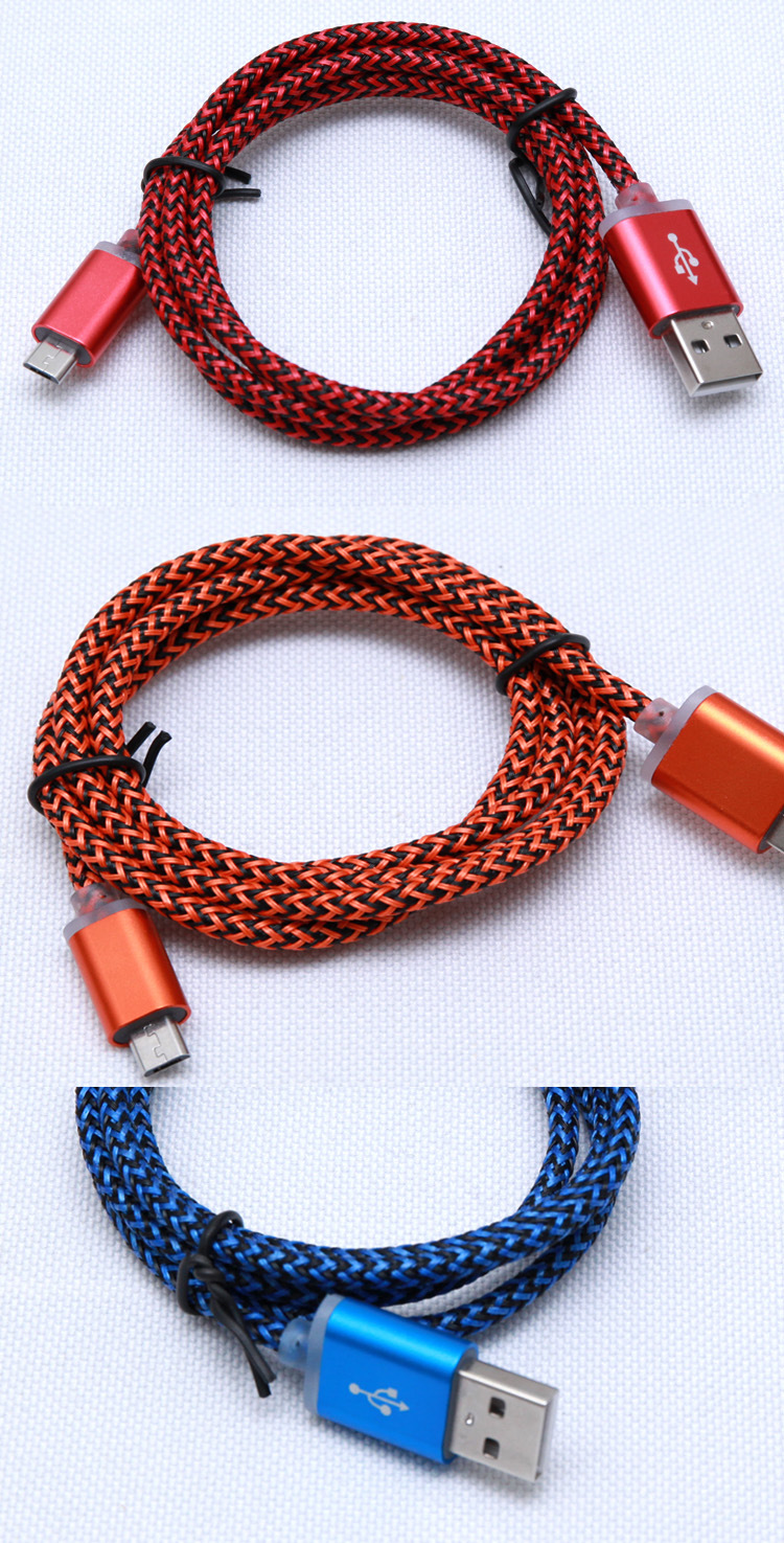 适用三星华为安卓通用麻花编织数据线micro usb充电线2a快充线