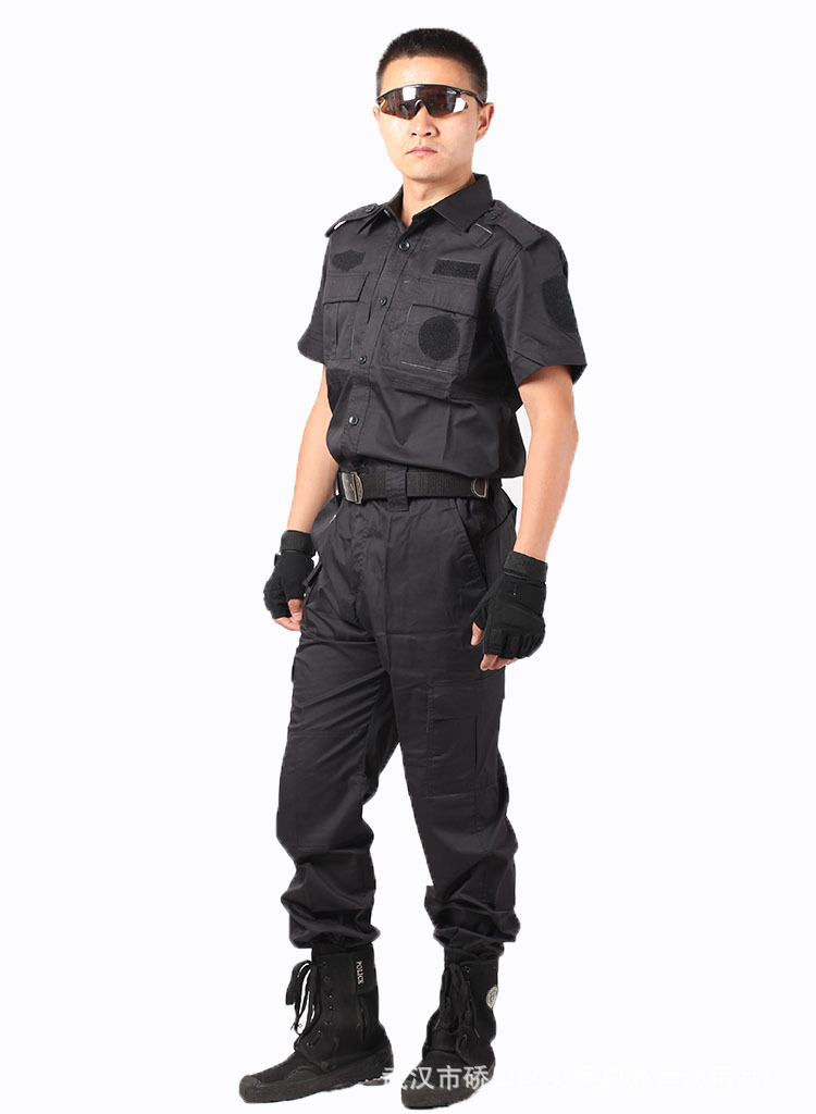 新款夏短袖特勤服 黑色特战服 带魔术贴99战训服短袖 1/146