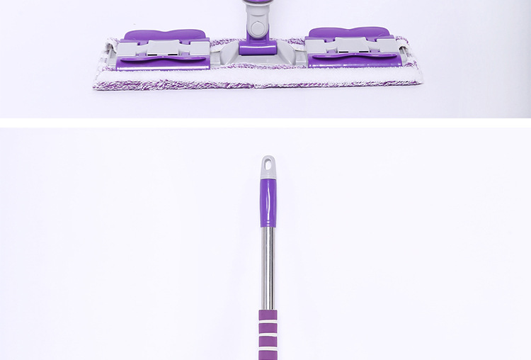 Wholesale stainless steel rod flat mop, wooden floor telescopic hand-wash-free flat support, steel clamp flat mop pic 8