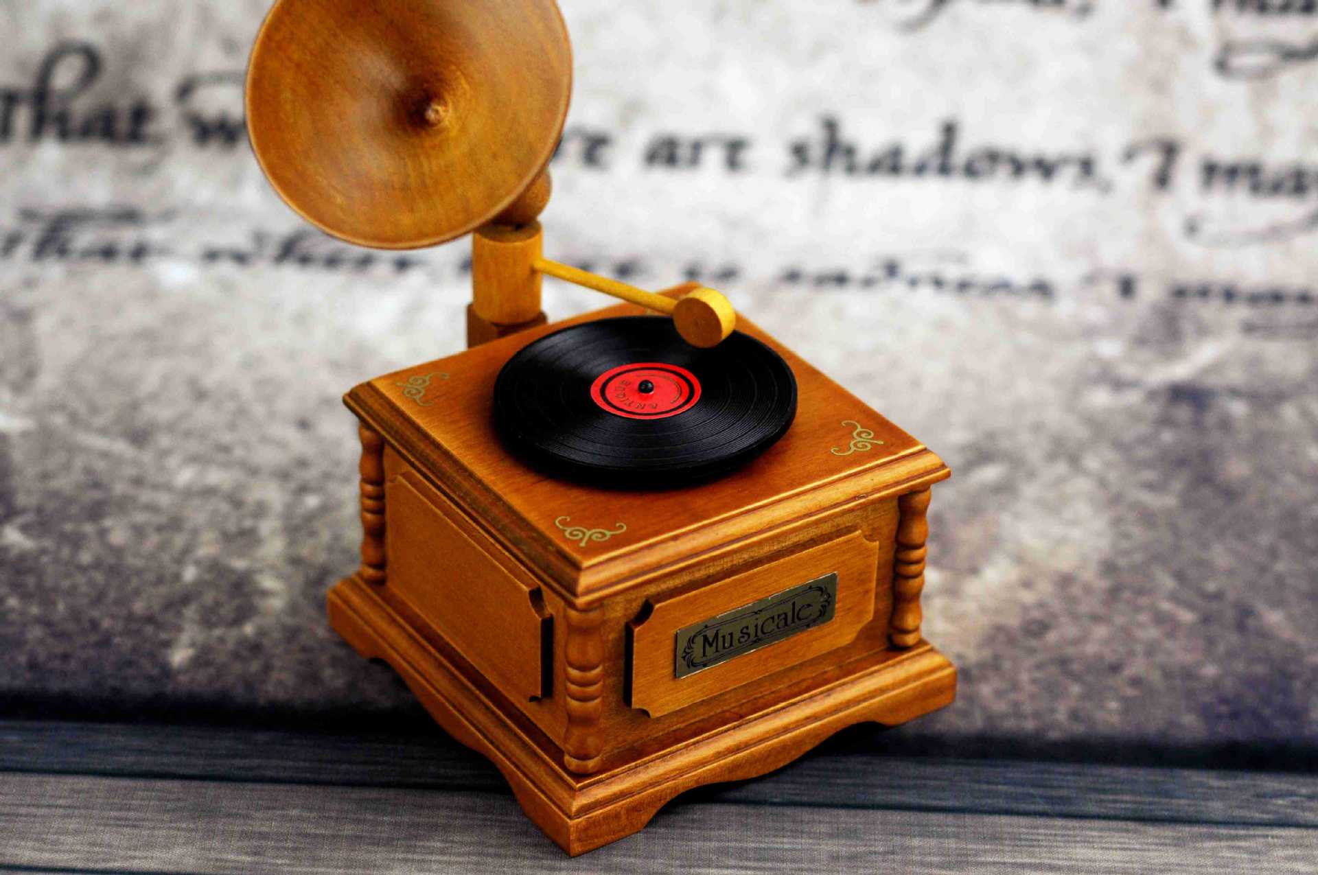 木质留声机音乐盒八音盒家居摆件创意送同学老师生日礼物工艺礼品