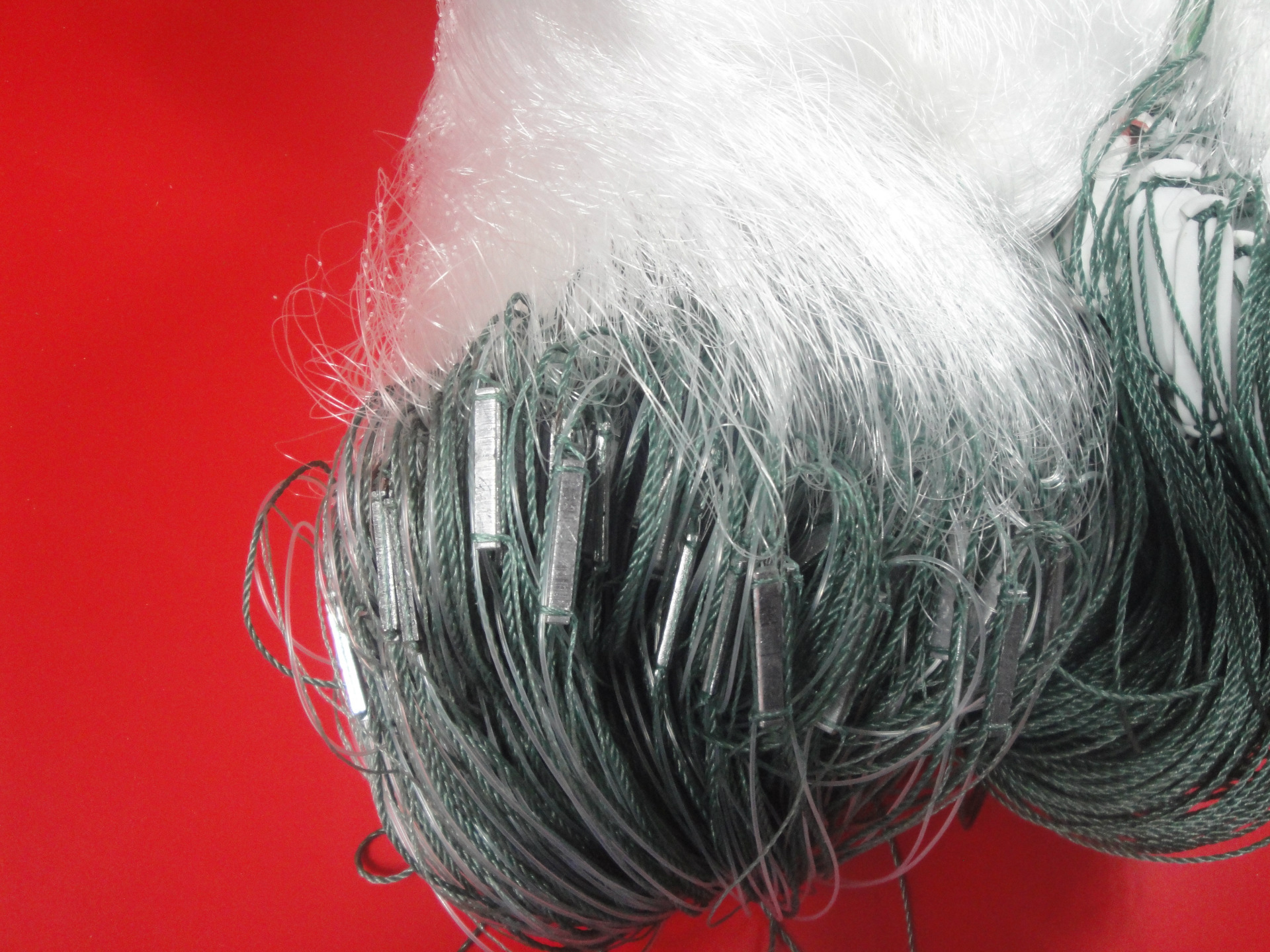 鸿耀渔网批发腰线两个兜渔网6指10米高90米三层渔网自产直销