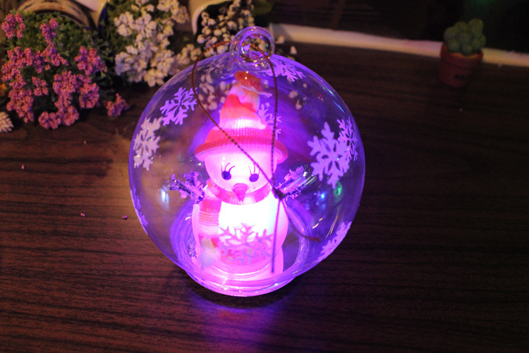 [简设家居]圣诞雪人变色发光灯 水晶雪人夜灯摆件 儿童玩具圣诞节礼品