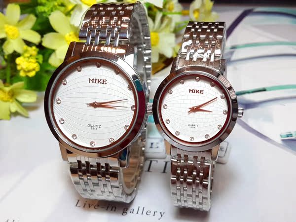 新款米可mk情侣表 镶钻时尚休闲防水男士手表女款 厂家货源批发