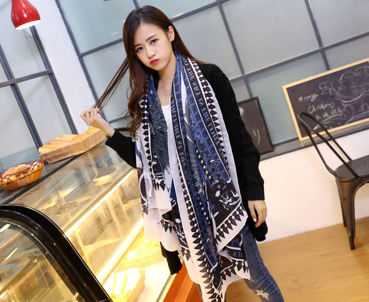 美国西部牛仔风格披肩 老鹰头星星图案柔软