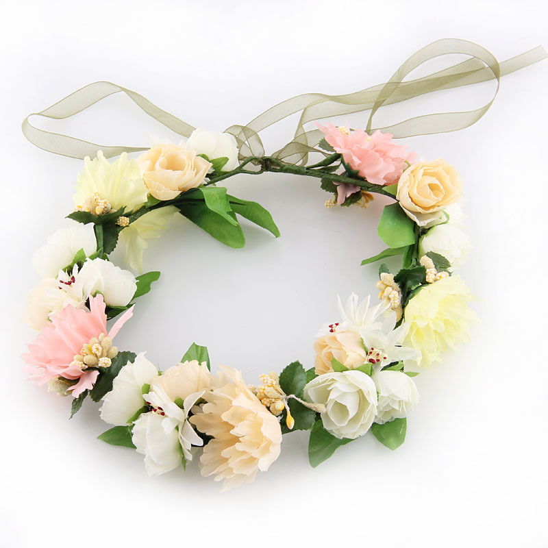 七彩花环 新娘伴娘婚纱写真头饰 美女头环 海边拍照摄影 花环批发