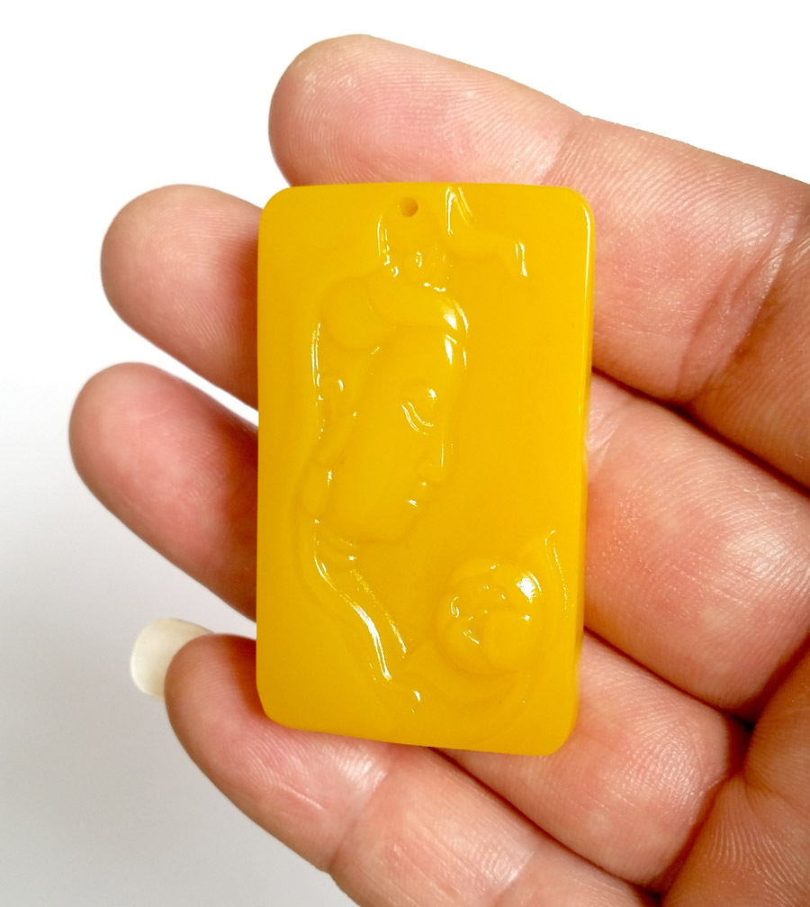 新疆黄龙玉项坠 天然玉石侧脸观音吊坠 玉