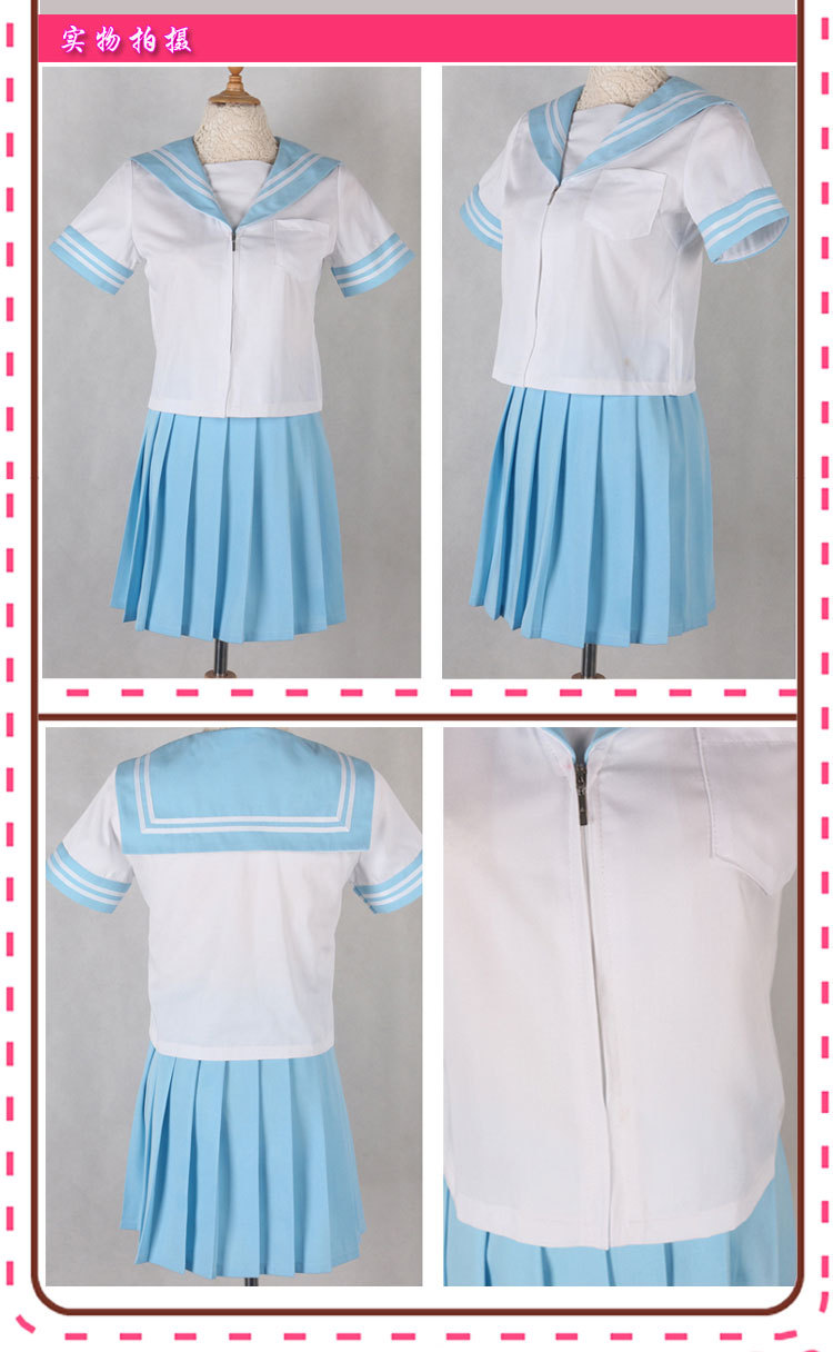 日系水蓝色二本软妹jk水手服 日本学生短袖海军风制服班服女