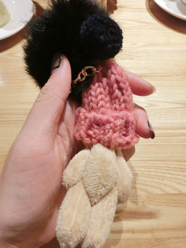独家纯手工制作 大版可爱熊大毛球毛线小帽钥匙扣挂件包扣