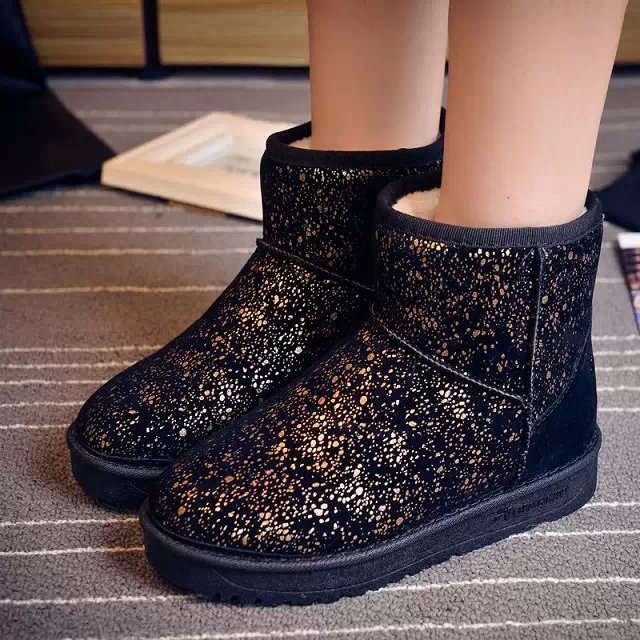 2015冬季防水透气金银亮色雪地靴女中筒靴厂家直销_desc