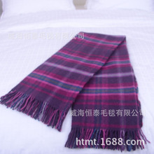 披毯休闲毯山东毛毯厂家生产出口各种颜色羊毛流苏休闲毯子
