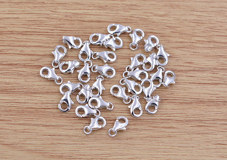 s925纯银搭扣饰品批发 diy手链项链连接扣水滴扣配件 8mm