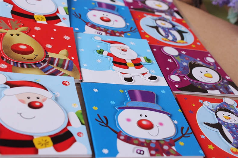 厂家直销 卡纸四色印刷标贴 卡通圣诞节款盒装贴纸 不干胶