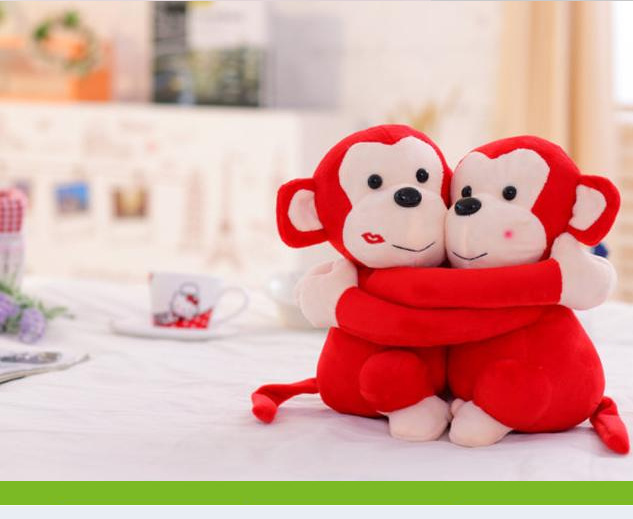 情侣猴子 抱抱猴公仔毛绒玩具 亲亲嘴对猴 精品毛绒玩具地摊.