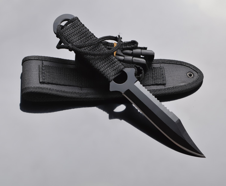 厂家直销美国绑腿军刀伞兵刀野外求生潜水绑腿直刀 求生小刀直刀