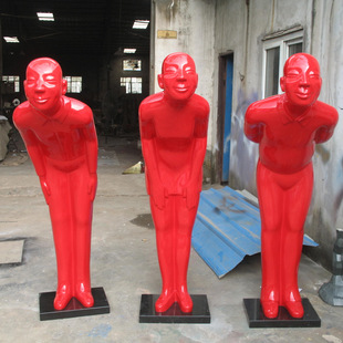 君恩艺术雕塑 室外鞠躬微笑人物雕塑 形象宣传树脂摆件