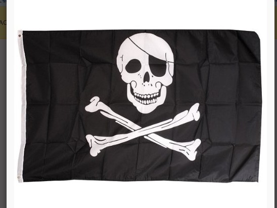 现货供应90150cmj加勒比海盗旗黑白骷髅图案4号涤纶cosplay旗