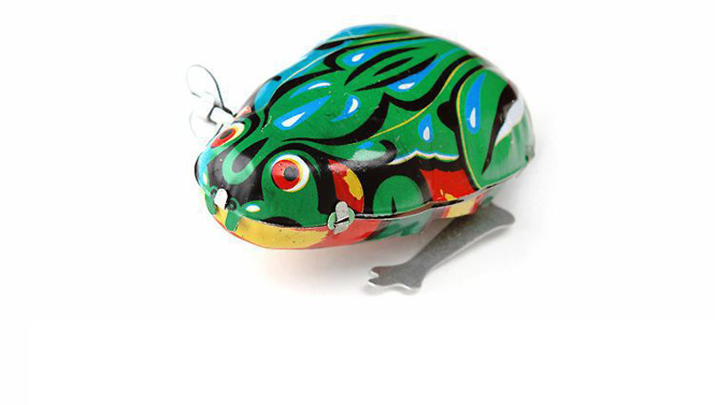 厂家直销怀旧发条铁皮青蛙 儿童玩具8090儿时收藏跳跳蛙地.