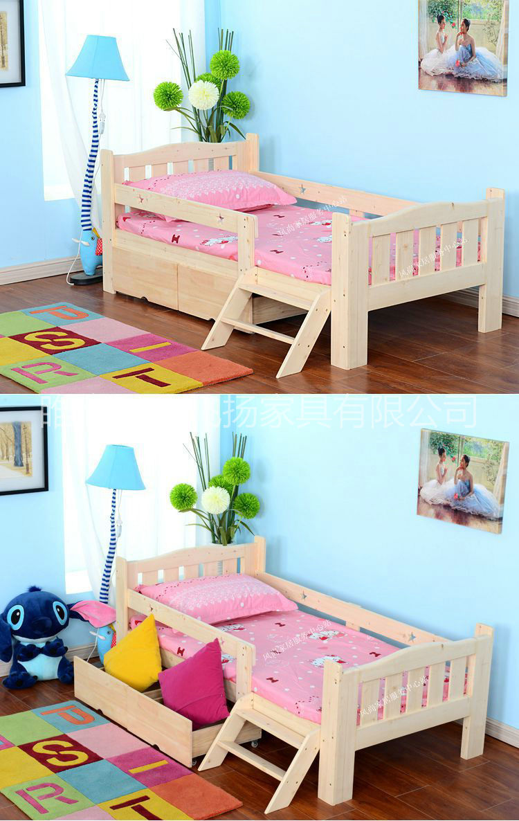 热销现代中式单人儿童实木床 批发幼儿园专用单层低箱实木儿童床