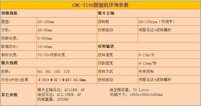 CNC-T100参数