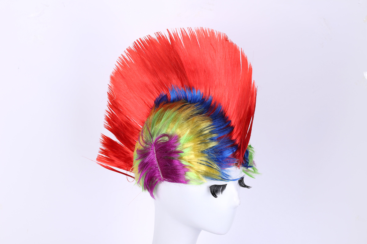 厂家假发批发定做 彩色鸡冠头欧美假发 个性莫西干假发速卖通热销