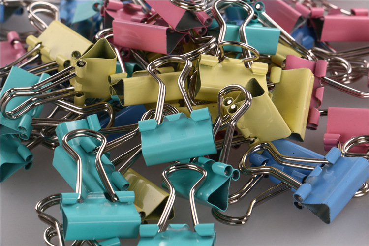 广博彩色长尾夹批发 办公文具用品金属装订夹 15mm盒装燕尾夹夹子