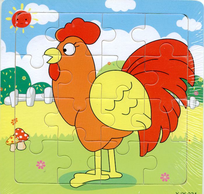 优质16片木制小拼图幼儿园儿童益智玩具卡通动漫动物拼图外贸