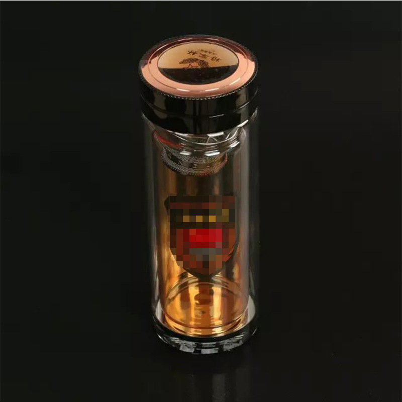 高档商务礼品泡茶将军养生玻璃杯 双层水晶退伍纪念品车载水杯