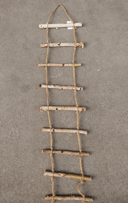 白桦木梯子幼儿园布景节日拍摄道具创意复古手工挂件