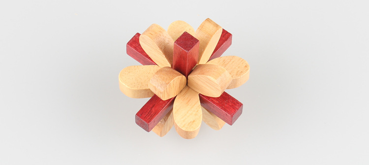 丁香花 木制益智玩具 孔明锁6通 益智拆装木质鲁班