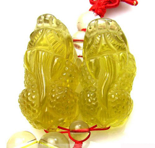 包邮 东海天然黄水晶双貔貅七星转运车挂 高档汽车用品车饰挂件