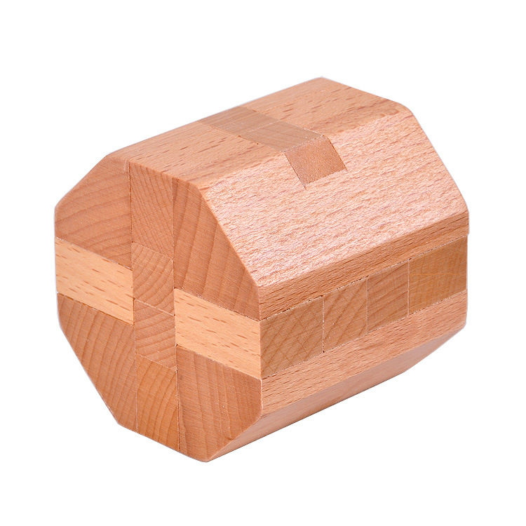 Wooden Educational Toys Burr Puzzle Burr Puzzle Octahedral Puzzle Box Room Lock Cube Lock Fourteen-Sided Dice Lock