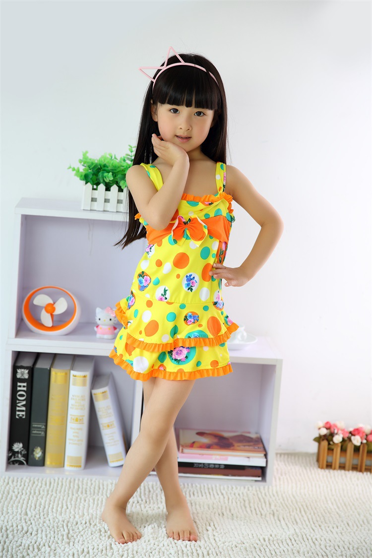 儿童碎花泳衣 可爱吊带女童游泳衣 110