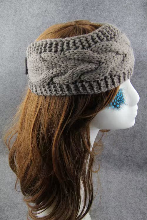 儿童款 速卖通韩版头套头带 秋冬保暖无顶纽扣麻花针织毛线帽子