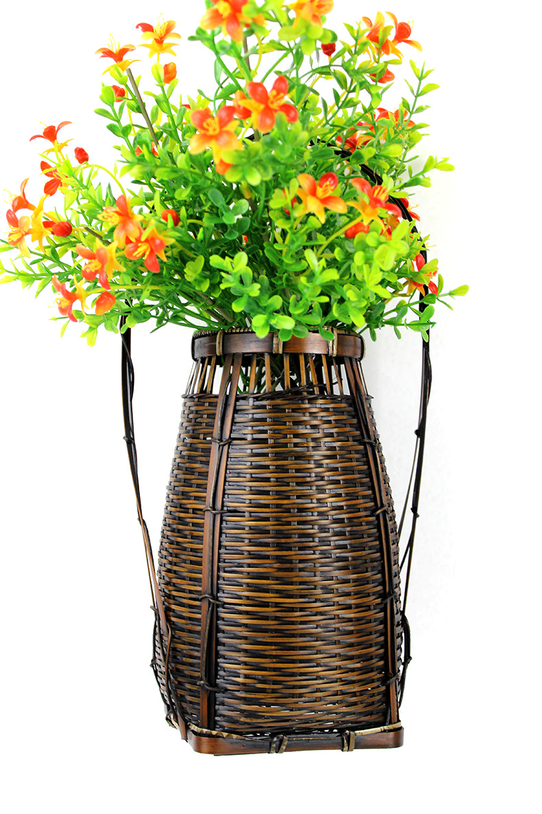 日式竹制工艺品手工编织插花器家居摆饰插花篮竹篮茶室茶道配件