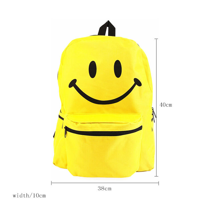 厂家批发爆款外单 2015年emoji黄色笑脸背包 情侣双肩包 学生书包