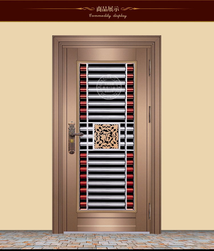 钛金进户门 金属单开入户门 家居推拉平开