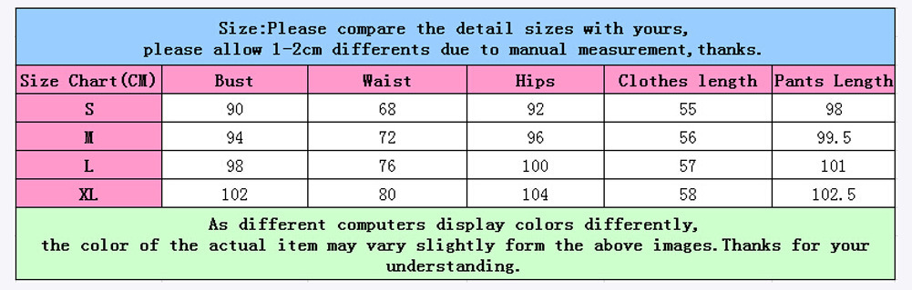 运动套装尺码表