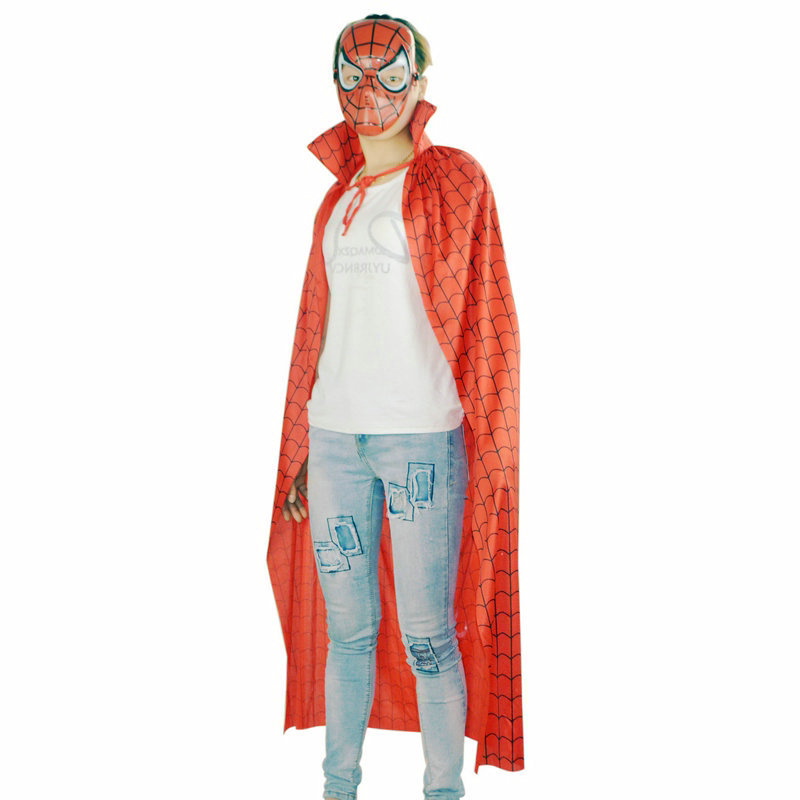 万圣节服装蜘蛛服装卡通动漫披风红色披风蜘蛛人衣服披风蜘蛛红色