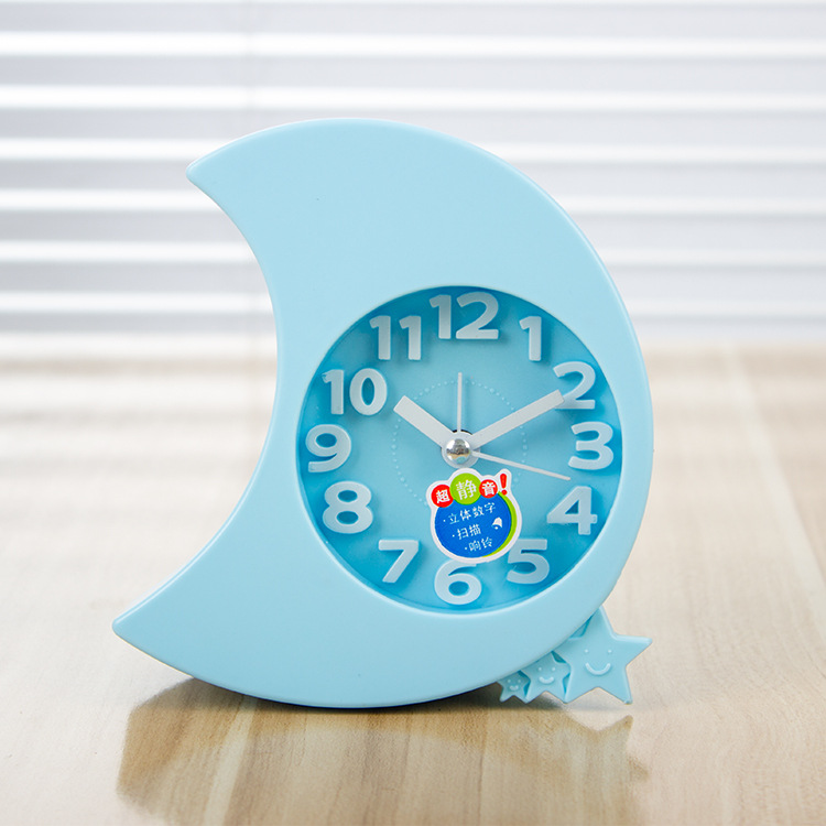 创意型韩版 立体数字 学生闹钟 月亮静音小闹钟