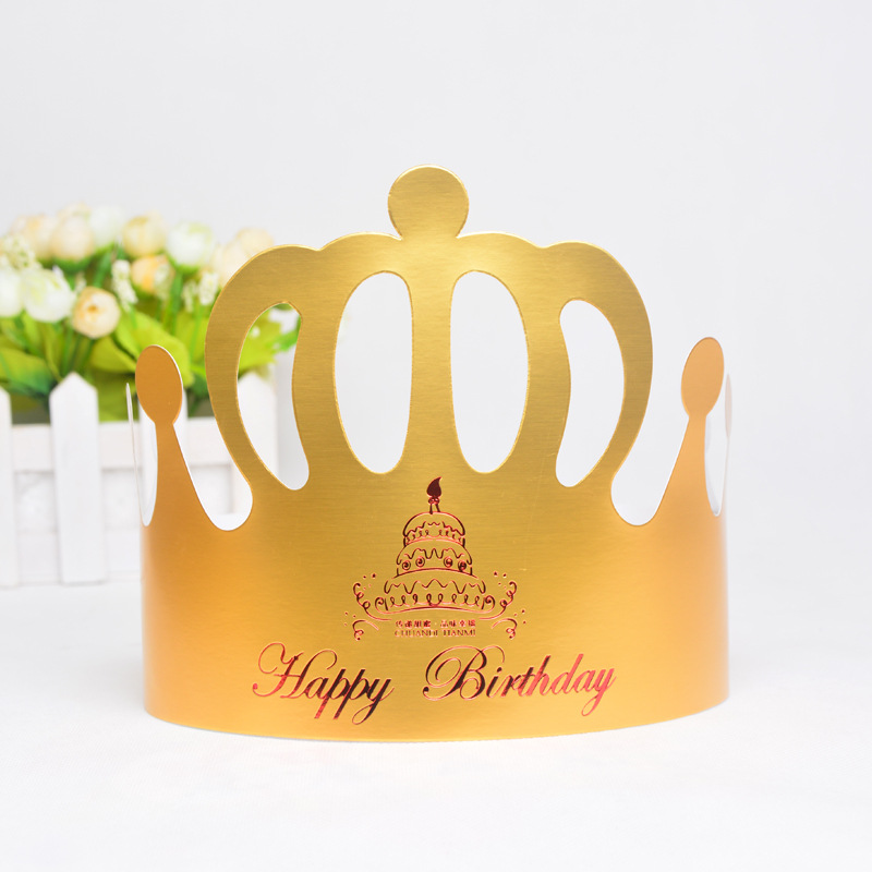 Factory Bronzing Birthday Hat Paper Crown Hat Cake Shop Decoration Supplies Adult and Children Gold Card Birthday Hat